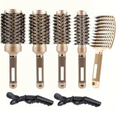BlowOut Pro - Ionic Boar Bristle Round Hairbrush Set for Salon-Quality Styling 1
